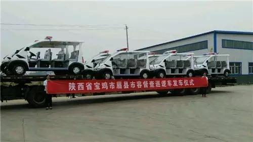 跃迪电动巡逻车装车完毕准备发车